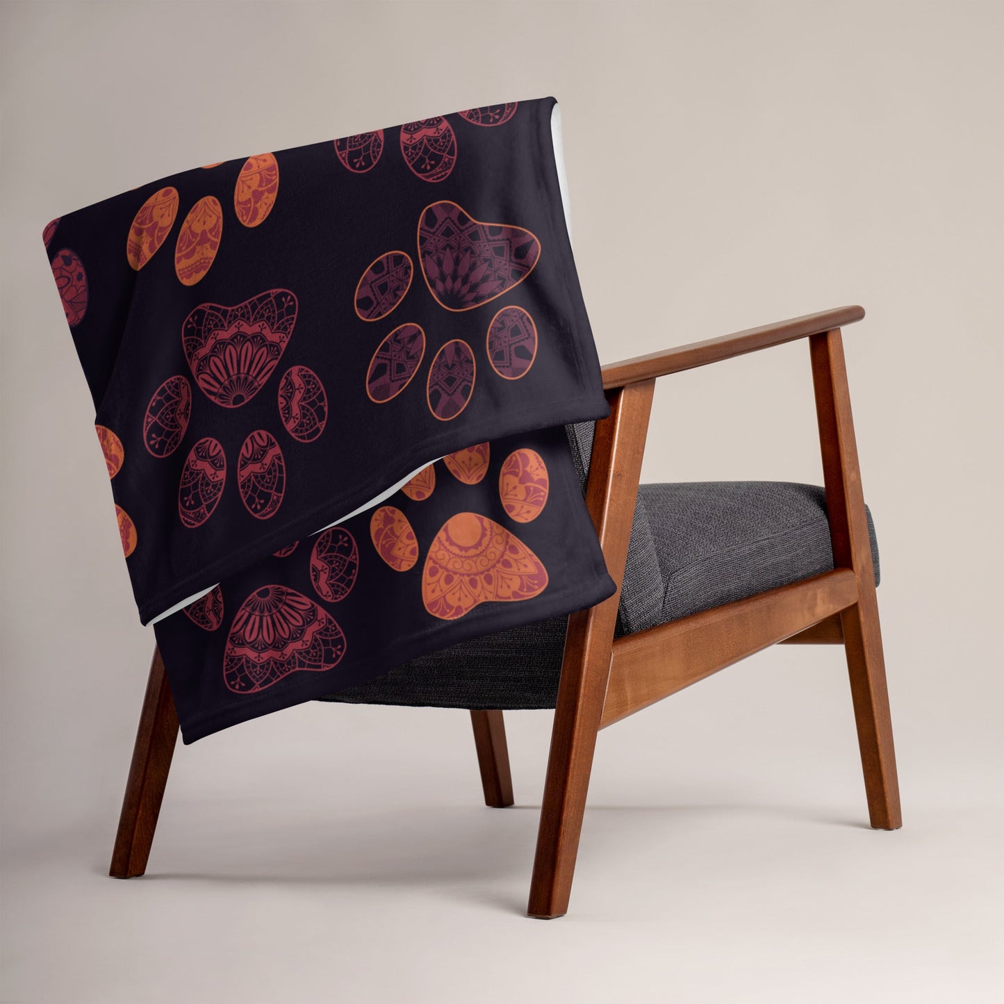 Mandala Paw Prints Throw Blanket-DoggyLoveandMore