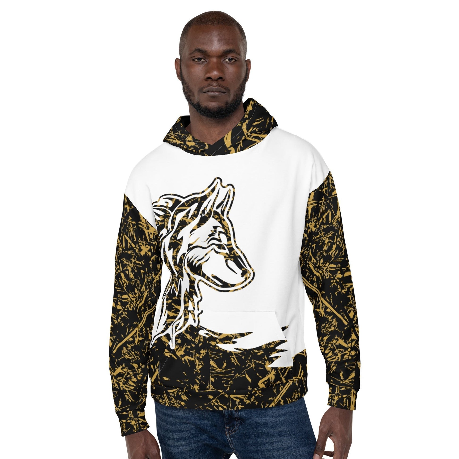 Men's White Forest Wolf Hoodie-DoggyLoveandMore