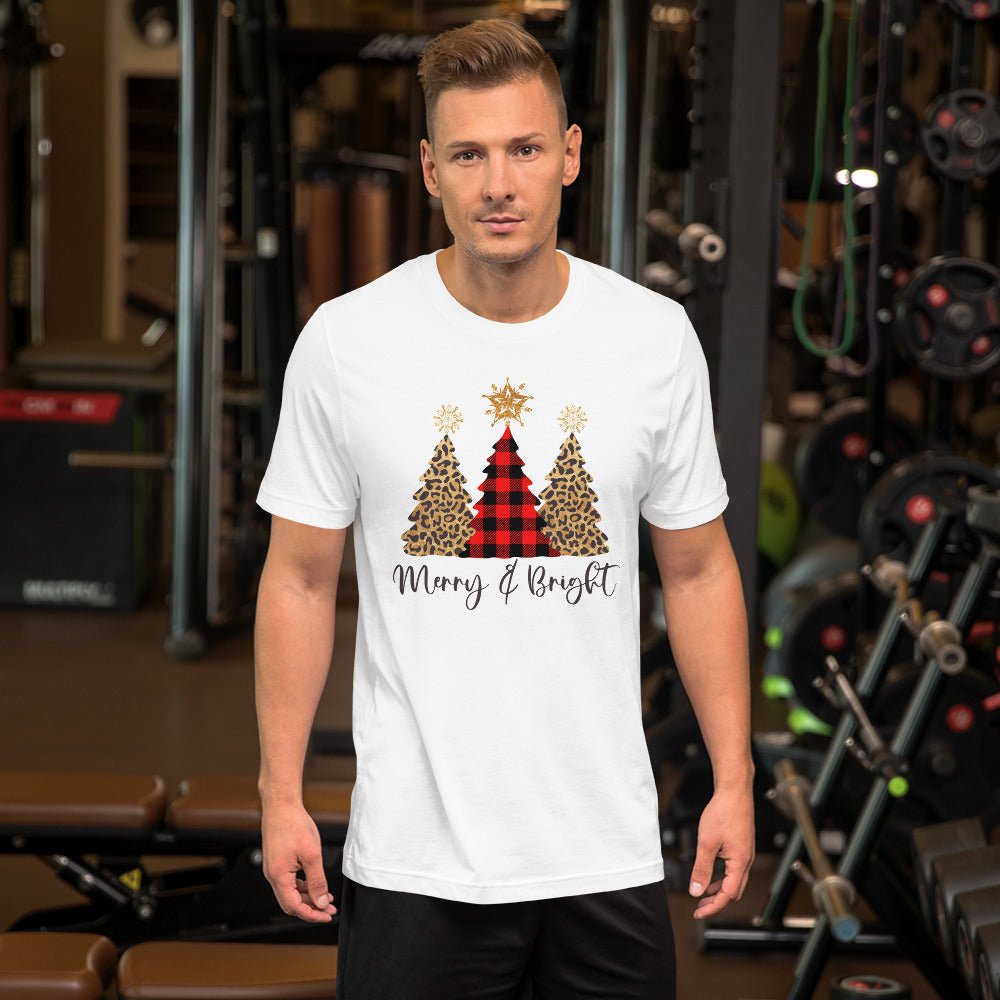 Merry & Bright Plaid Trees T-Shirt - DoggyLoveandMore