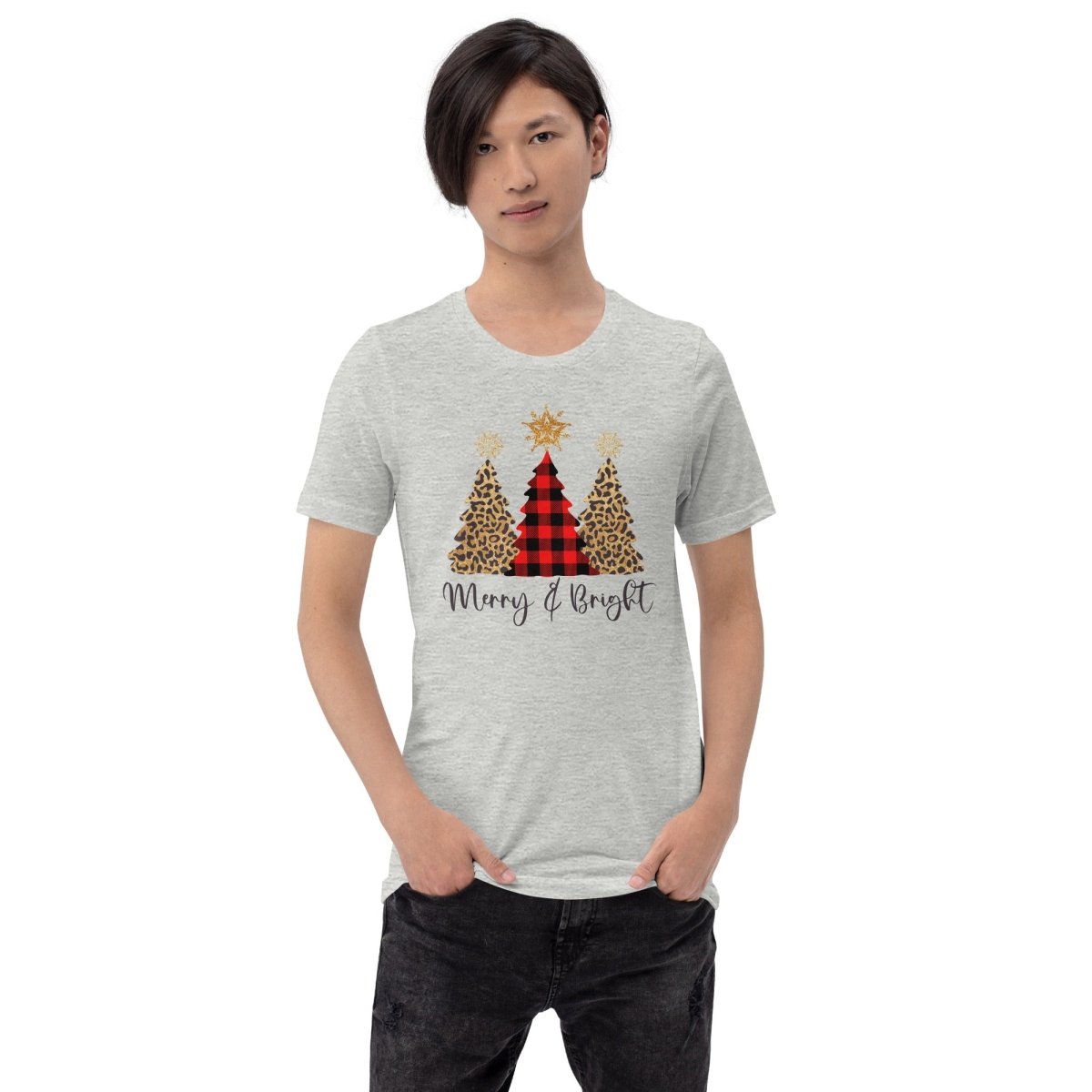 Merry & Bright Plaid Trees T-Shirt - DoggyLoveandMore