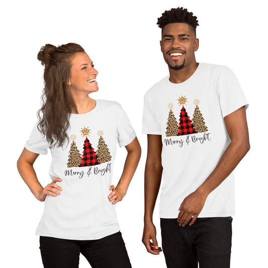 Merry & Bright Plaid Trees T-Shirt - DoggyLoveandMore