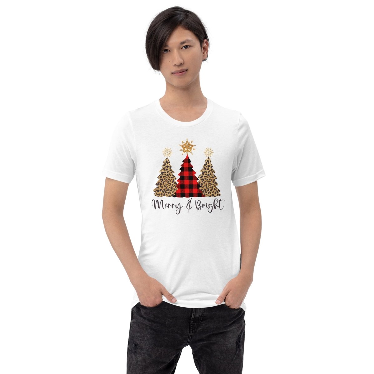 Merry & Bright Plaid Trees T-Shirt - DoggyLoveandMore