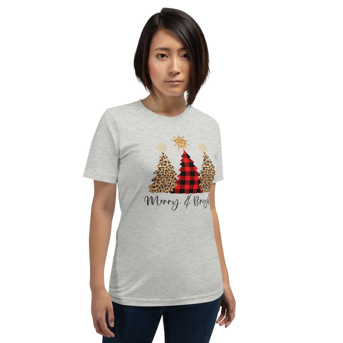 Merry & Bright Plaid Trees T-Shirt - DoggyLoveandMore