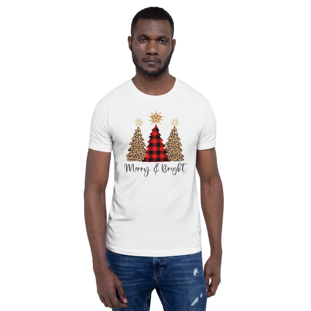 Merry & Bright Plaid Trees T-Shirt - DoggyLoveandMore