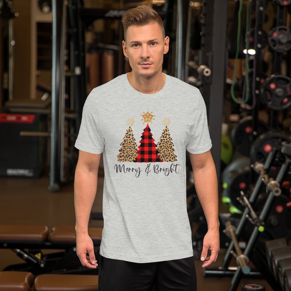 Merry & Bright Plaid Trees T-Shirt - DoggyLoveandMore