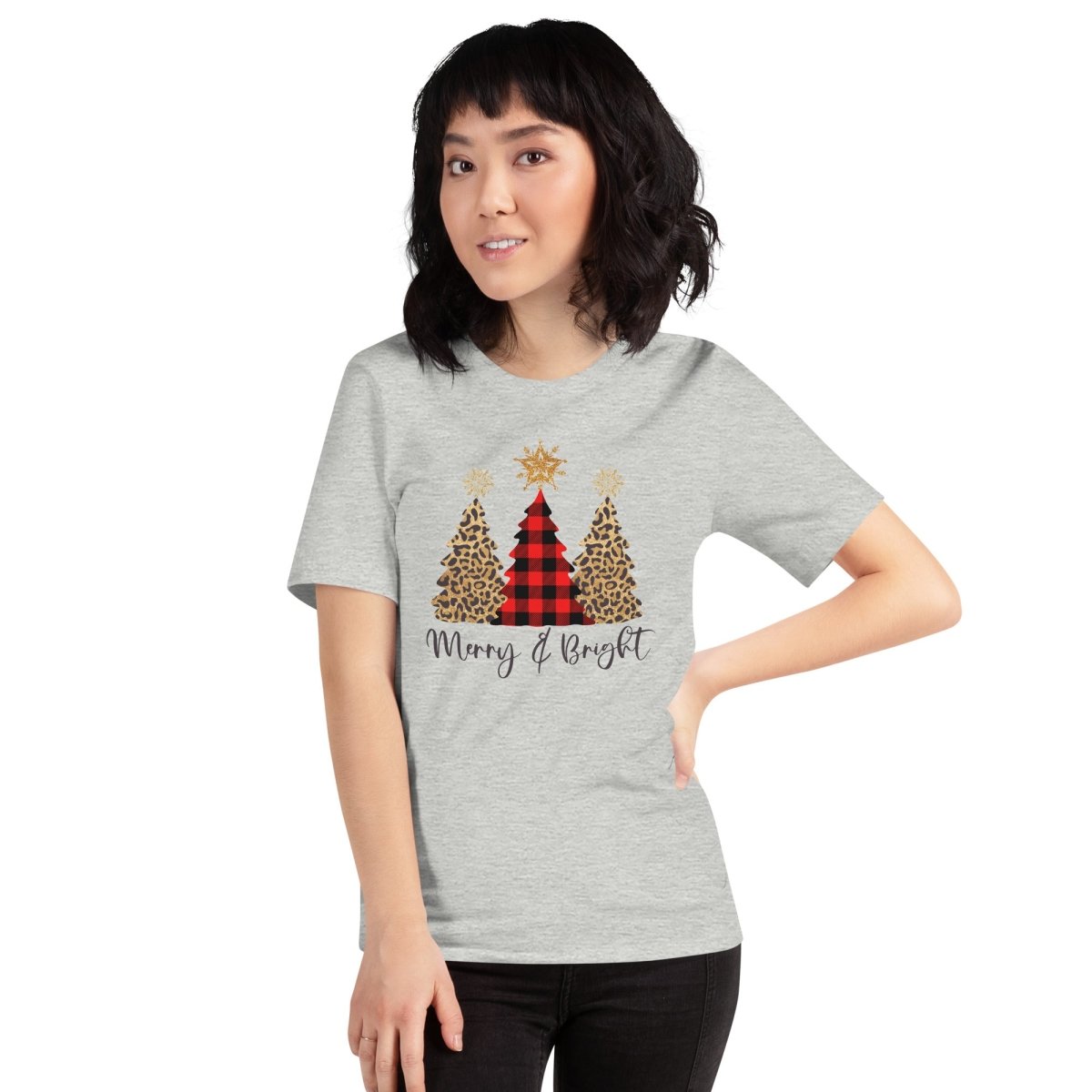 Merry & Bright Plaid Trees T-Shirt - DoggyLoveandMore