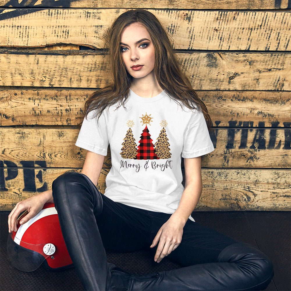 Merry & Bright Plaid Trees T-Shirt - DoggyLoveandMore