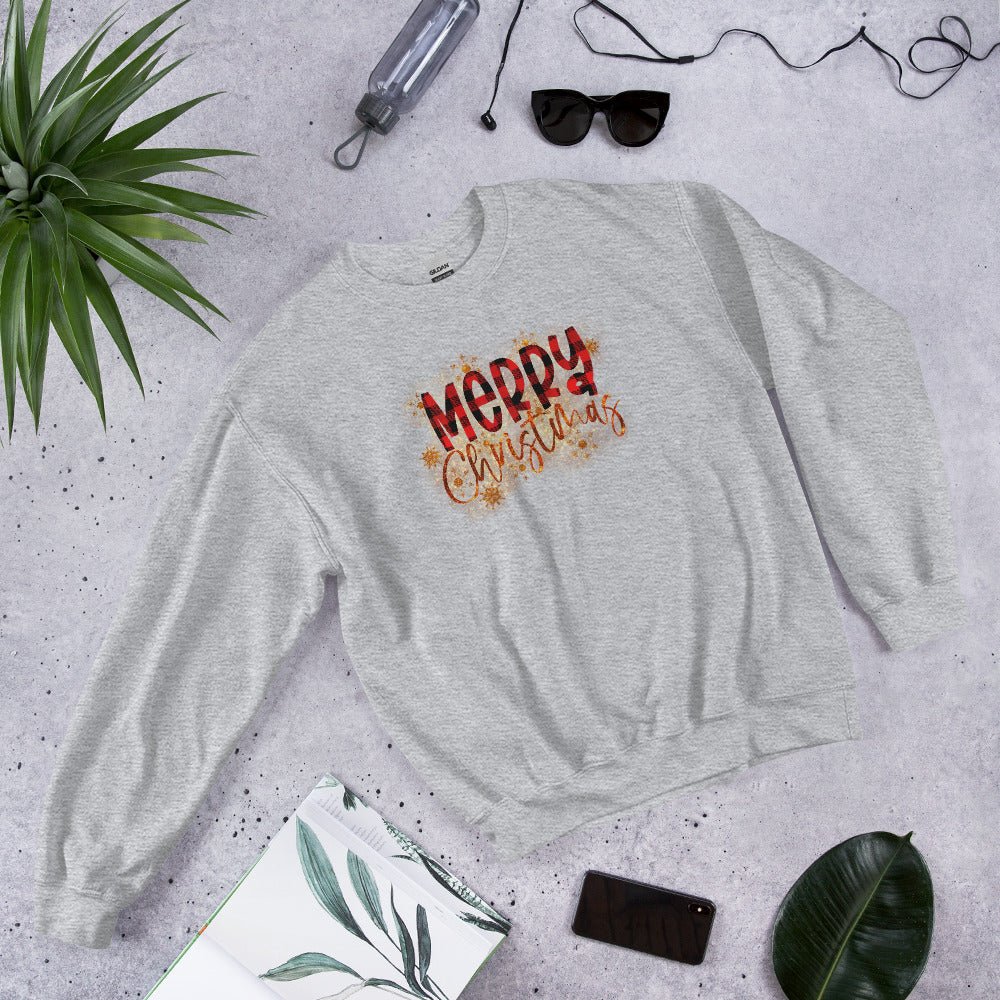Merry Christmas Buffalo Plaid Sweatshirt - DoggyLoveandMore