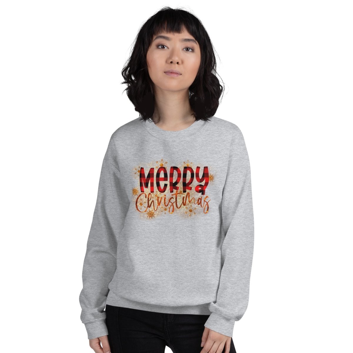 Merry Christmas Buffalo Plaid Sweatshirt - DoggyLoveandMore