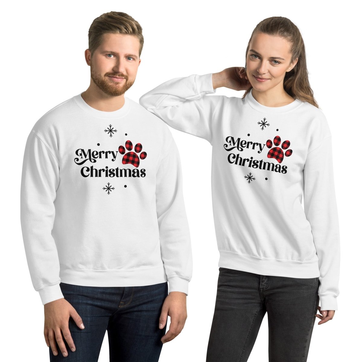 Merry Christmas Plaid Paw Sweatshirt - DoggyLoveandMore