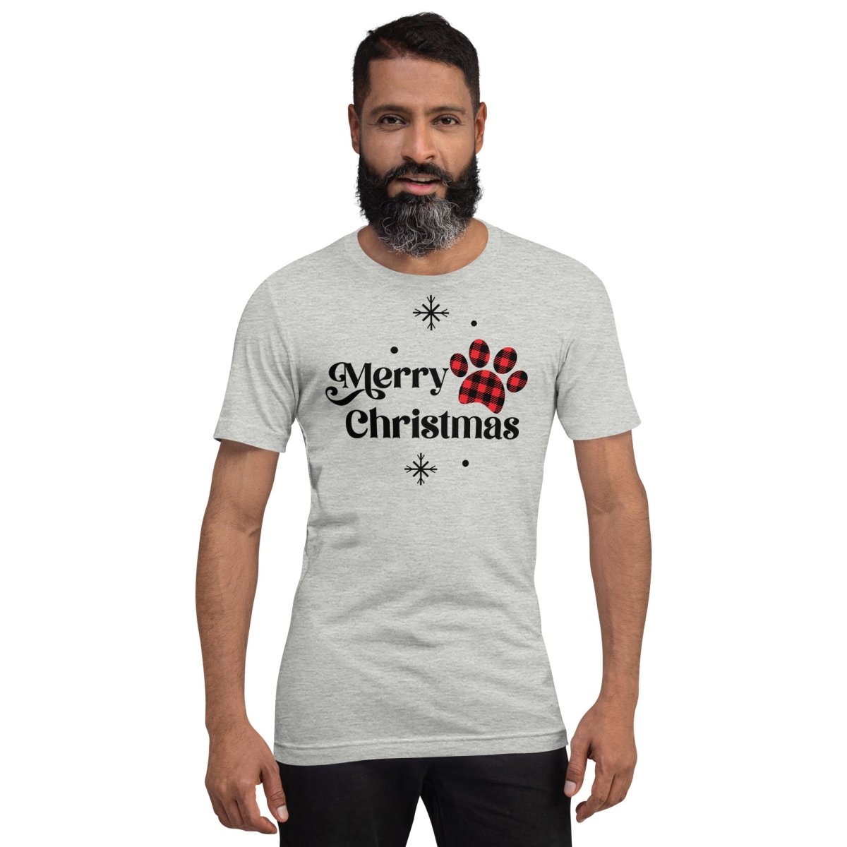 Merry Christmas Plaid Paw T-Shirt - DoggyLoveandMore