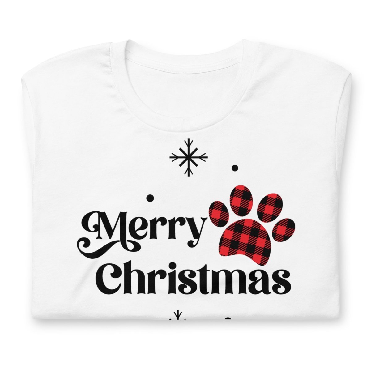 Merry Christmas Plaid Paw T-Shirt - DoggyLoveandMore