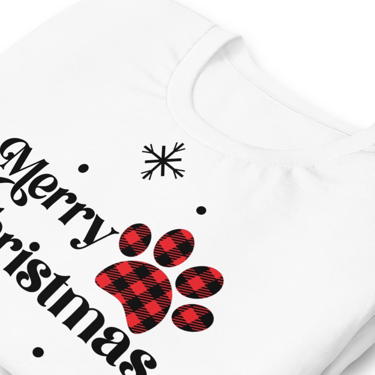 Merry Christmas Plaid Paw T-Shirt - DoggyLoveandMore