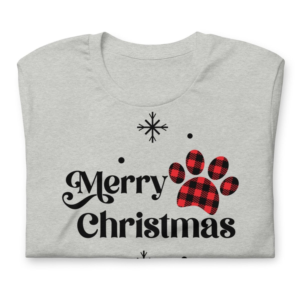 Merry Christmas Plaid Paw T-Shirt - DoggyLoveandMore