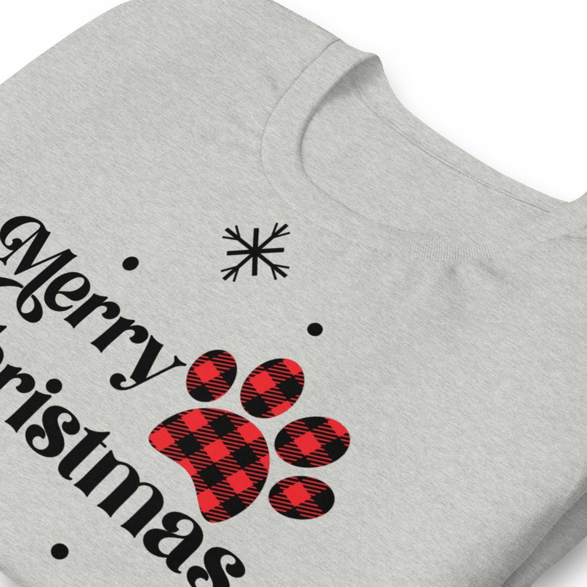 Merry Christmas Plaid Paw T-Shirt - DoggyLoveandMore