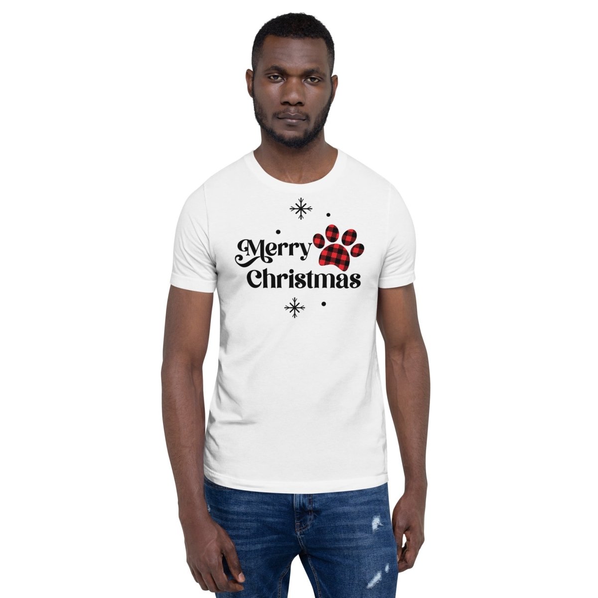 Merry Christmas Plaid Paw T-Shirt - DoggyLoveandMore