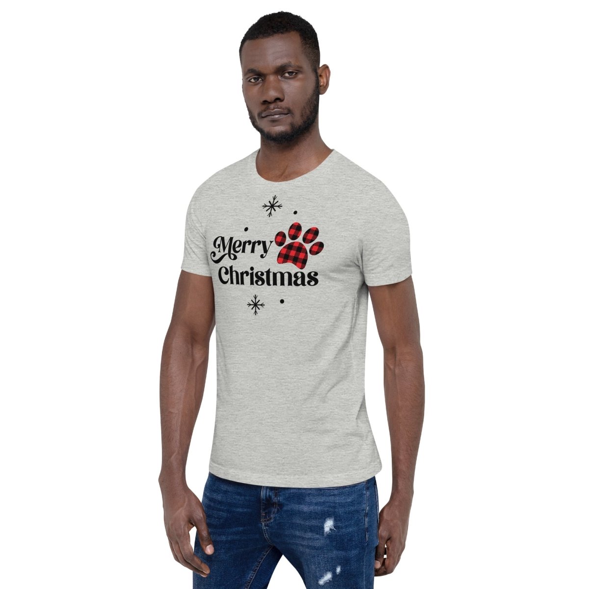 Merry Christmas Plaid Paw T-Shirt - DoggyLoveandMore