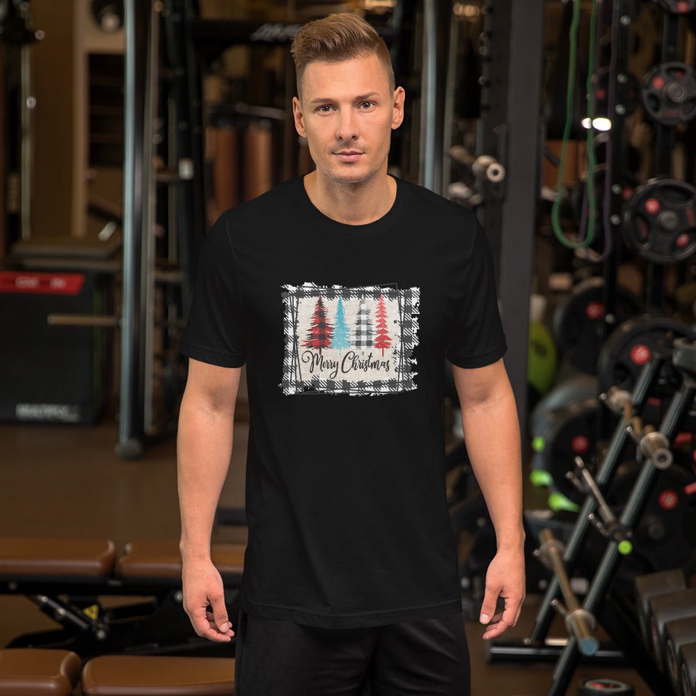 Merry Christmas Plaid Trees T-Shirt - DoggyLoveandMore