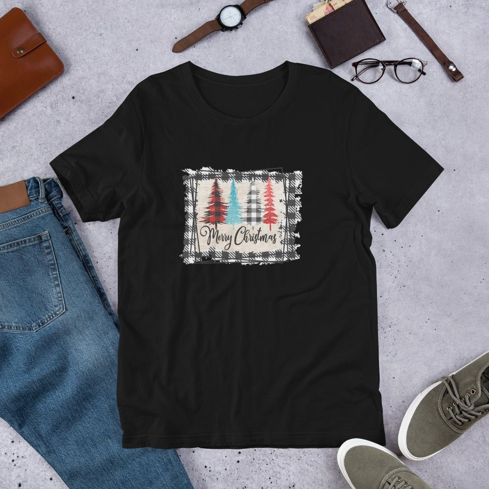 Merry Christmas Plaid Trees T-Shirt - DoggyLoveandMore