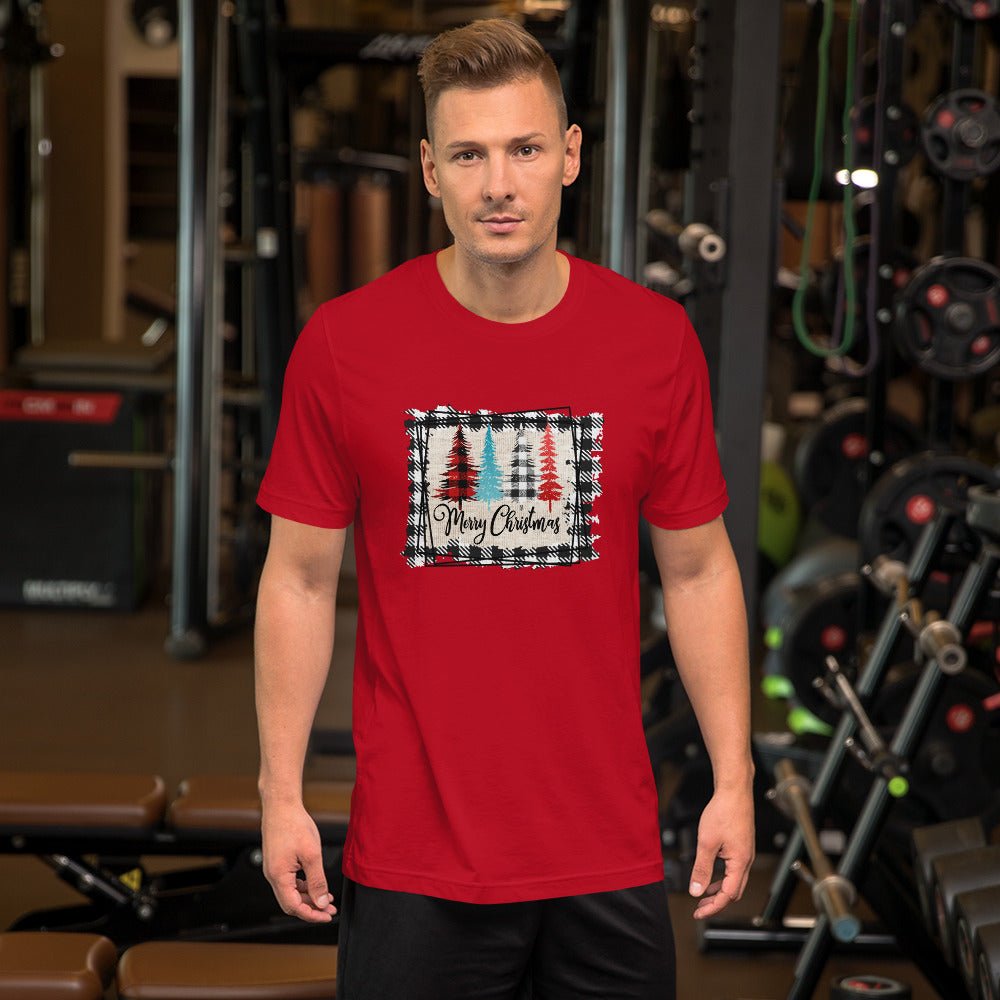 Merry Christmas Plaid Trees T-Shirt - DoggyLoveandMore