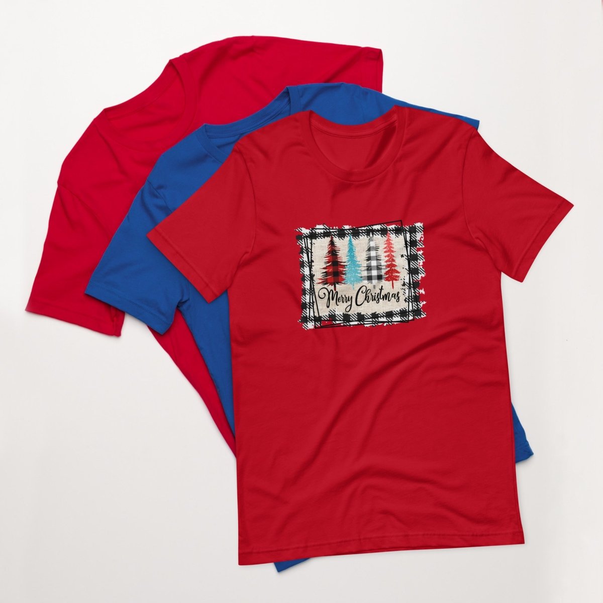 Merry Christmas Plaid Trees T-Shirt - DoggyLoveandMore