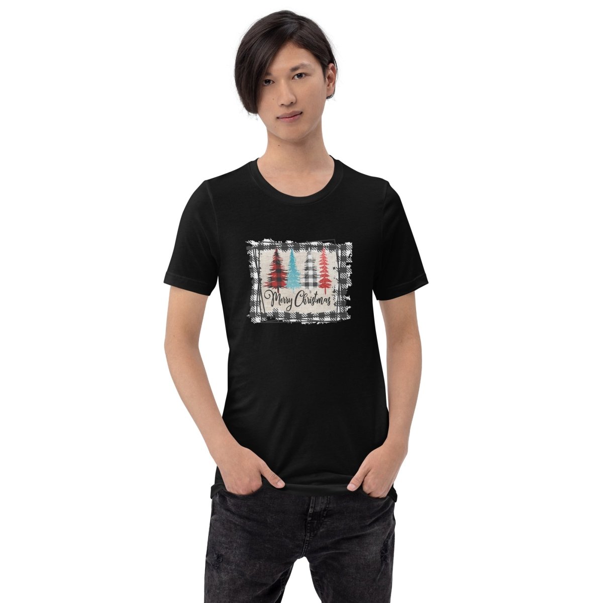 Merry Christmas Plaid Trees T-Shirt - DoggyLoveandMore