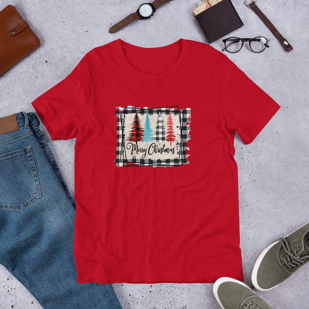 Merry Christmas Plaid Trees T-Shirt - DoggyLoveandMore