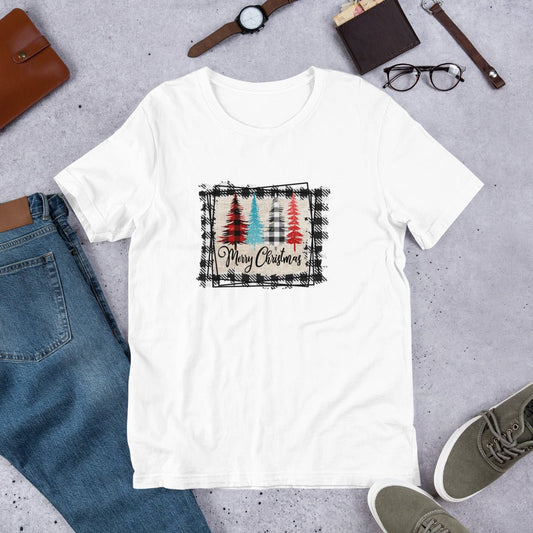 Merry Christmas Plaid Trees T-Shirt - DoggyLoveandMore