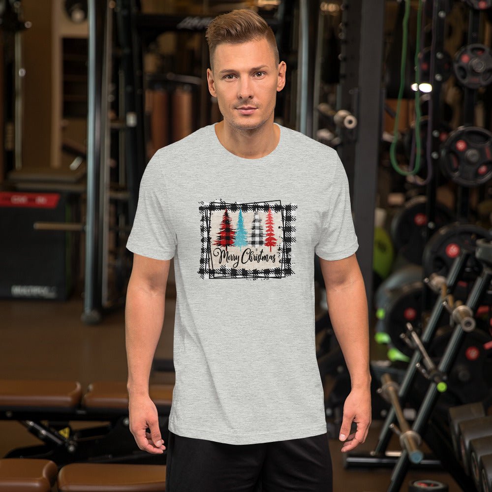 Merry Christmas Plaid Trees T-Shirt - DoggyLoveandMore