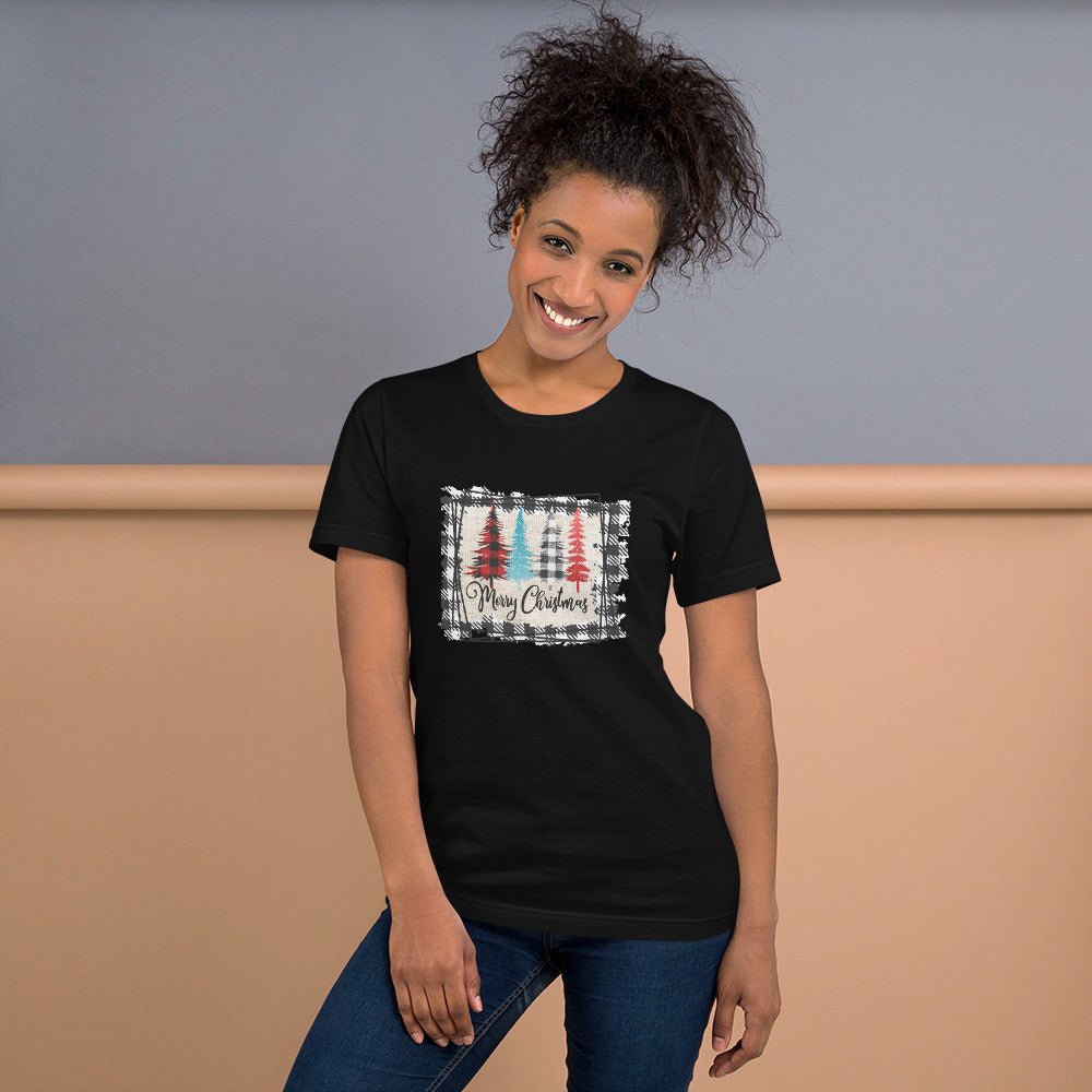 Merry Christmas Plaid Trees T-Shirt - DoggyLoveandMore