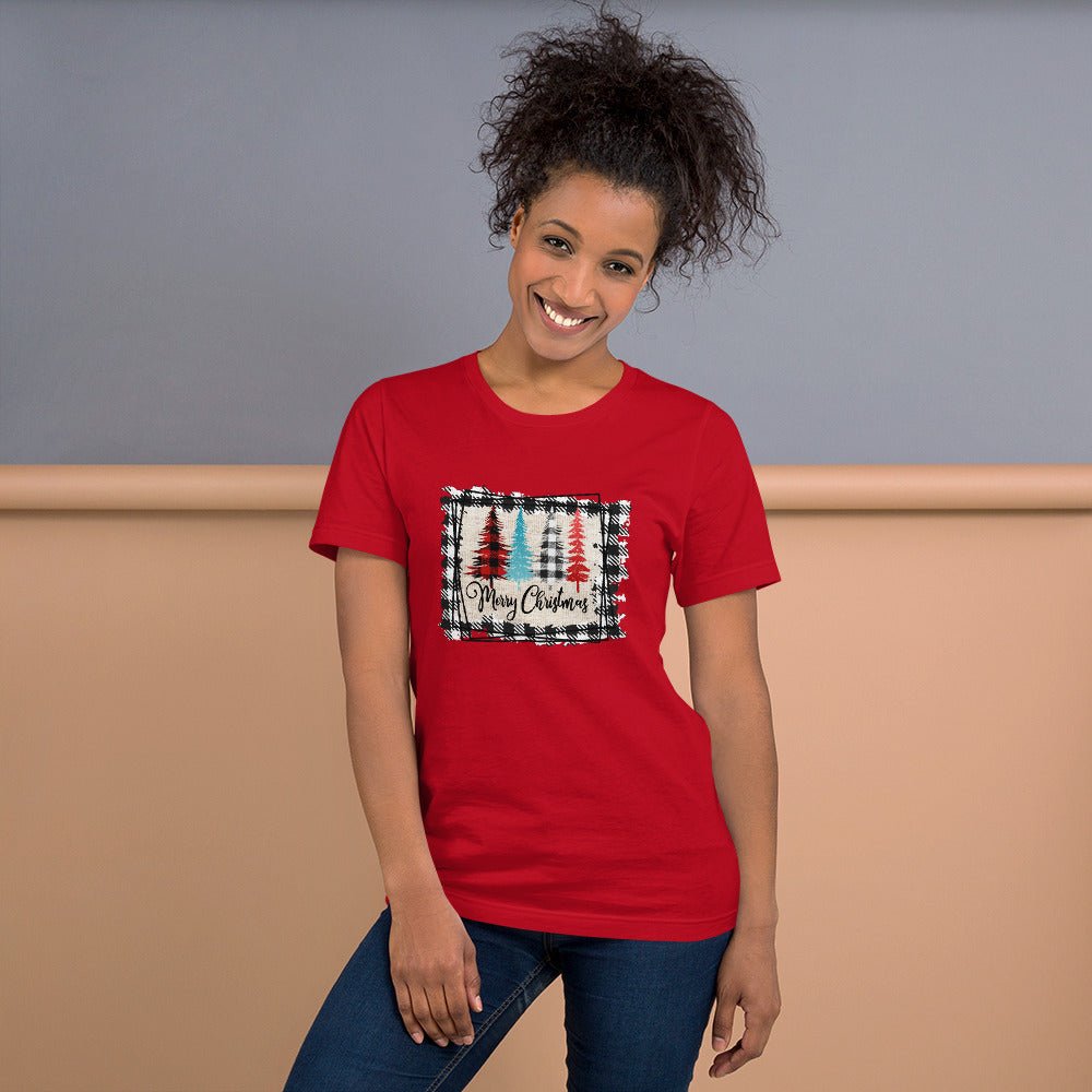 Merry Christmas Plaid Trees T-Shirt - DoggyLoveandMore