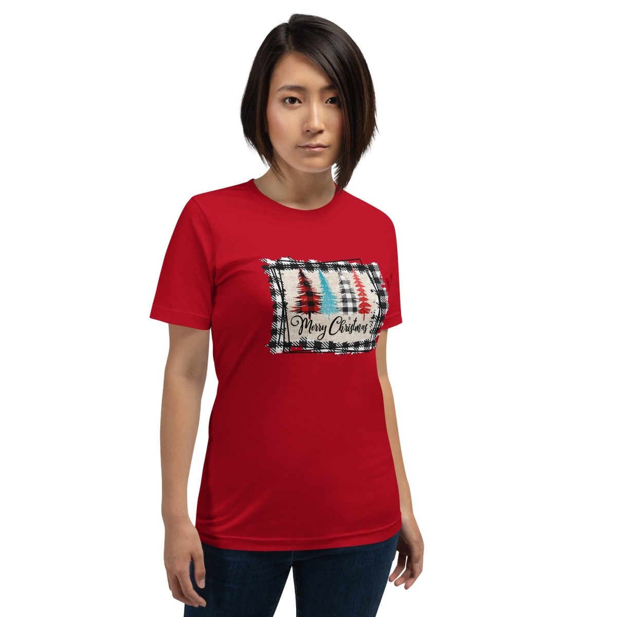 Merry Christmas Plaid Trees T-Shirt - DoggyLoveandMore
