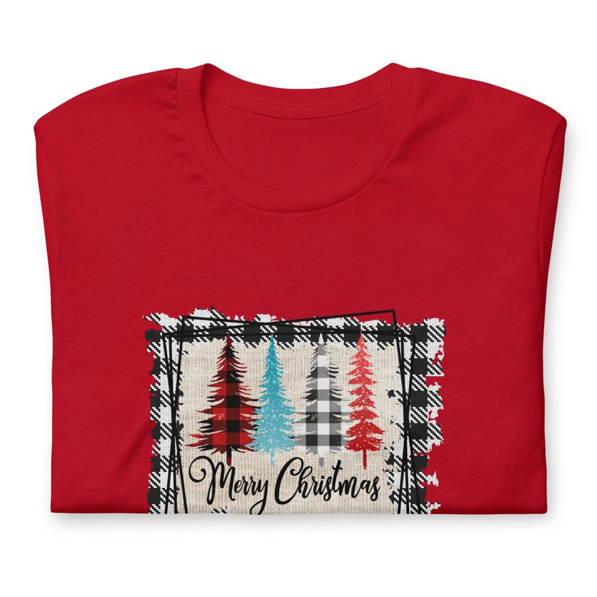 Merry Christmas Plaid Trees T-Shirt - DoggyLoveandMore