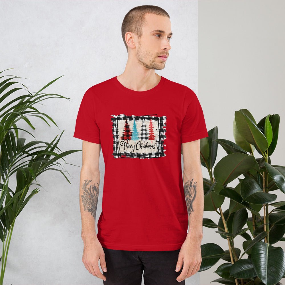 Merry Christmas Plaid Trees T-Shirt - DoggyLoveandMore