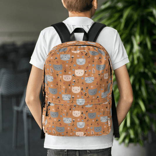 Orange Pet Faces Backpack-DoggyLoveandMore