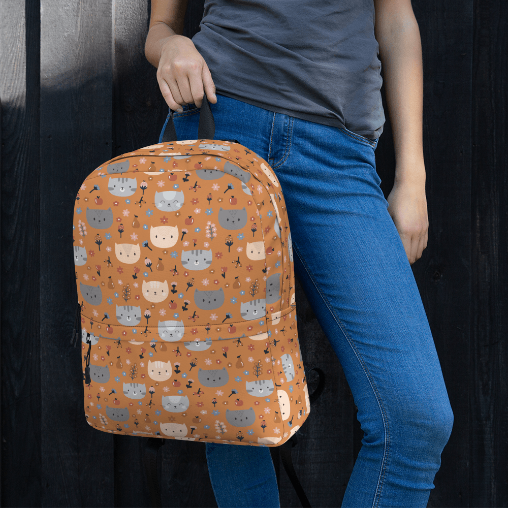 Orange Pet Faces Backpack-DoggyLoveandMore