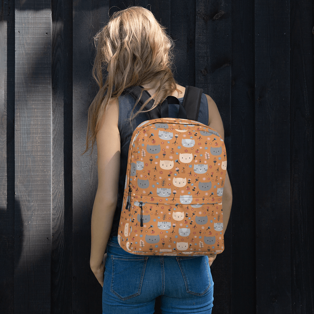Orange Pet Faces Backpack-DoggyLoveandMore