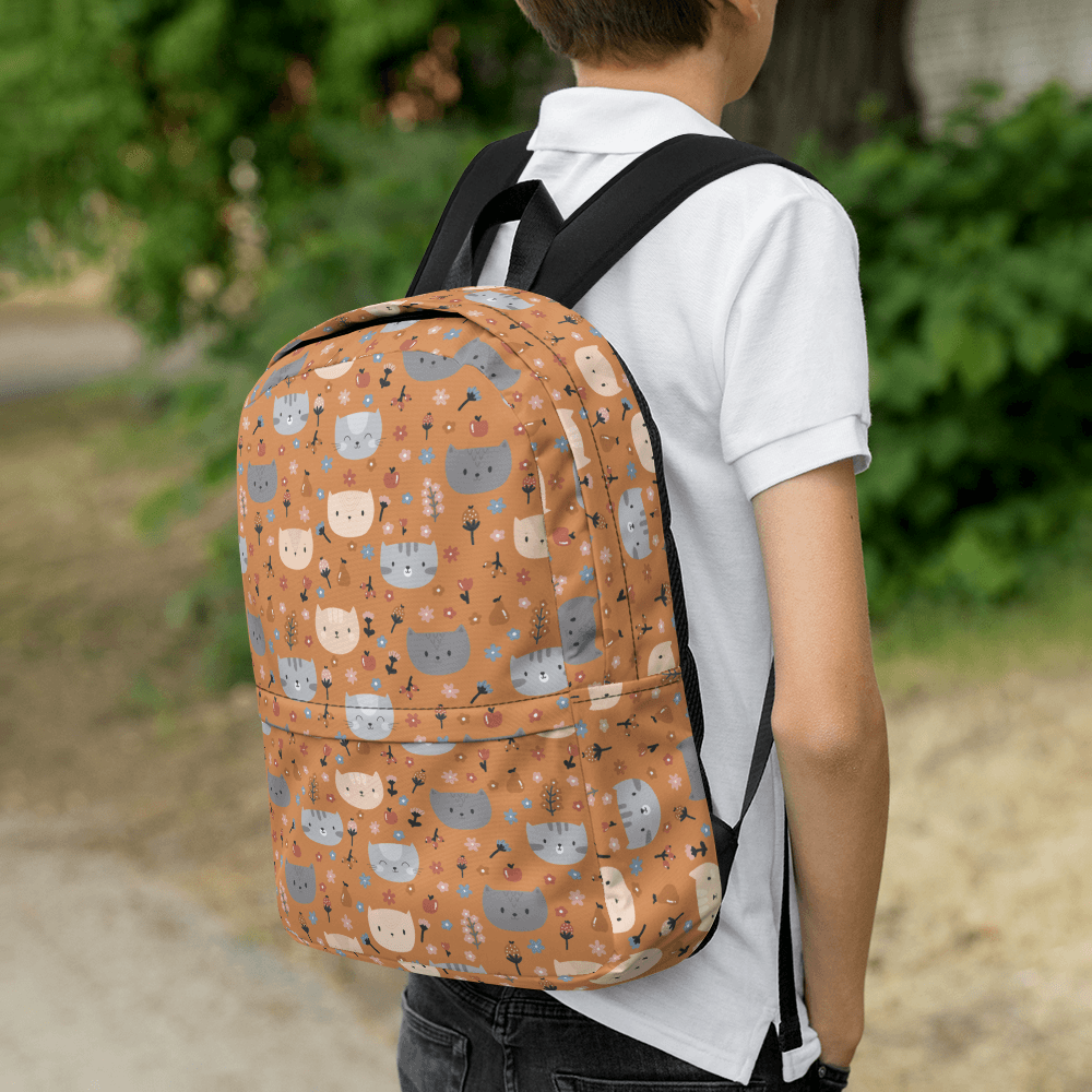 Orange Pet Faces Backpack-DoggyLoveandMore