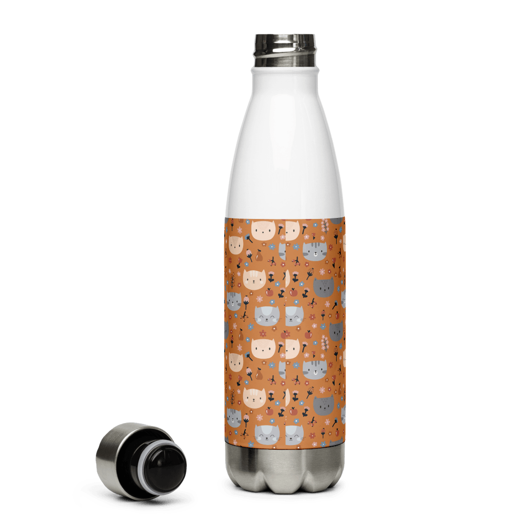 Orange Pet Faces Stainless Steel Water Bottle-DoggyLoveandMore