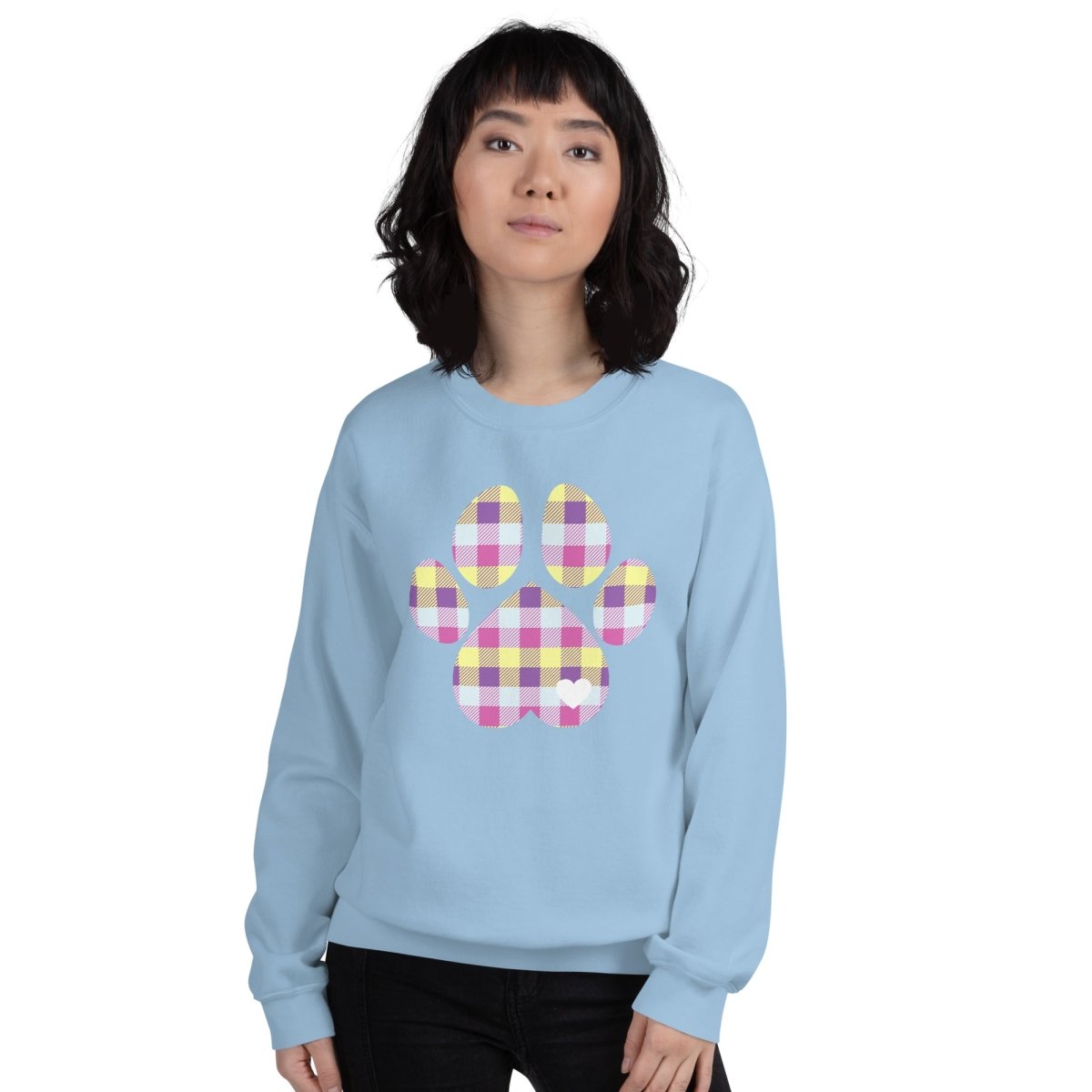 Pastel Plaid Dog Paw Sweatshirt - DoggyLoveandMore