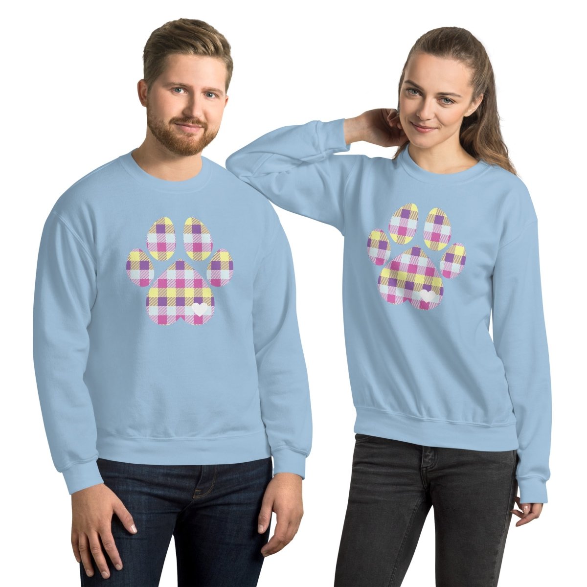 Pastel Plaid Dog Paw Sweatshirt - DoggyLoveandMore