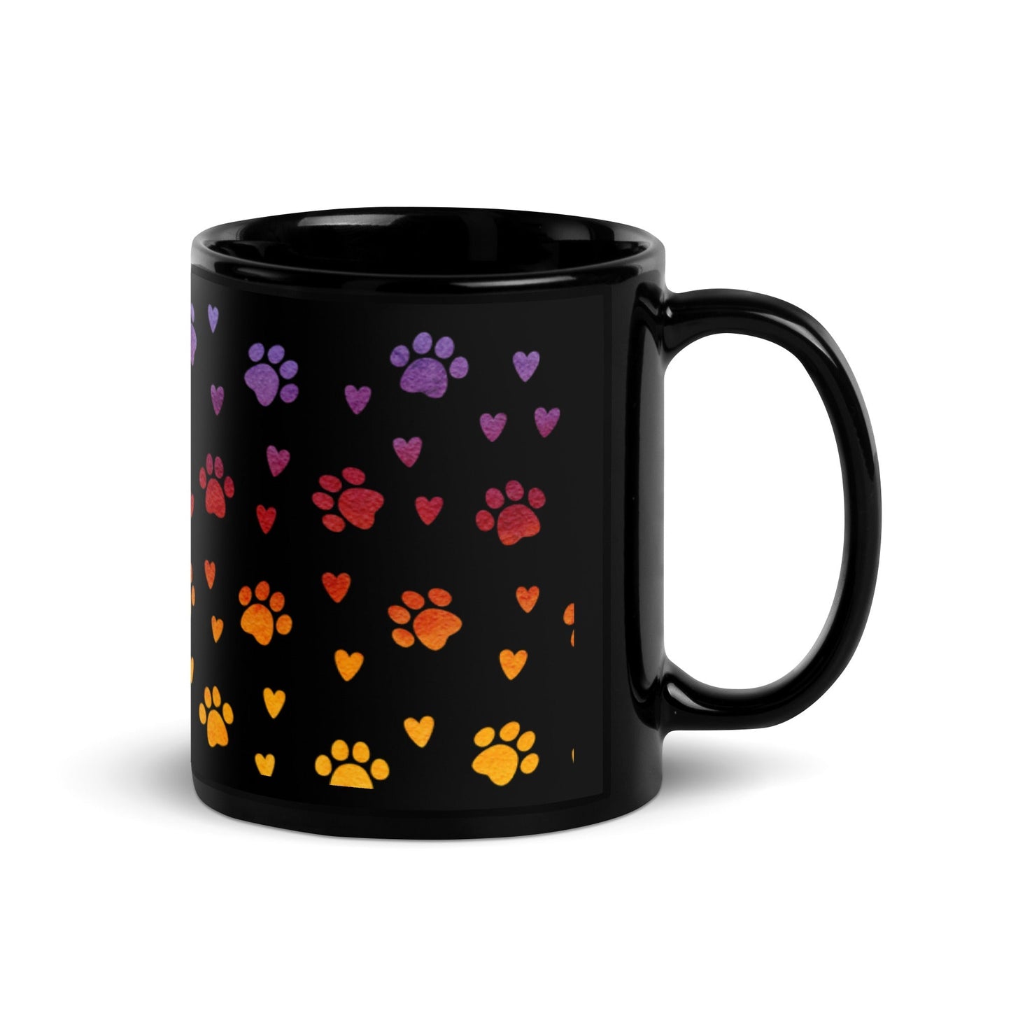 Paw Prints Black Mug-DoggyLoveandMore