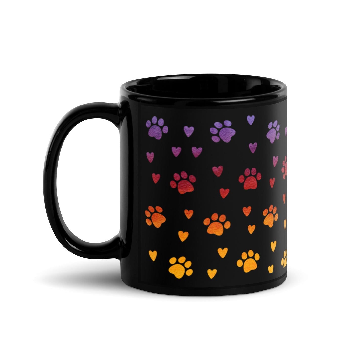 Paw Prints Black Mug-DoggyLoveandMore