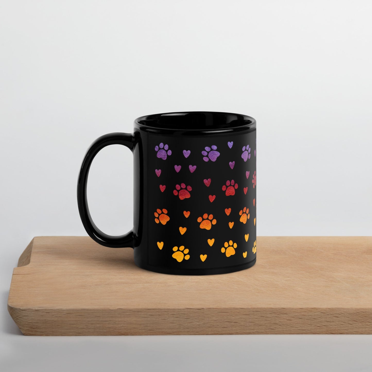 Paw Prints Black Mug-DoggyLoveandMore