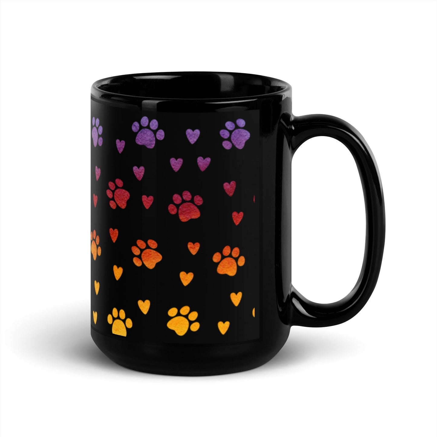Paw Prints Black Mug-DoggyLoveandMore