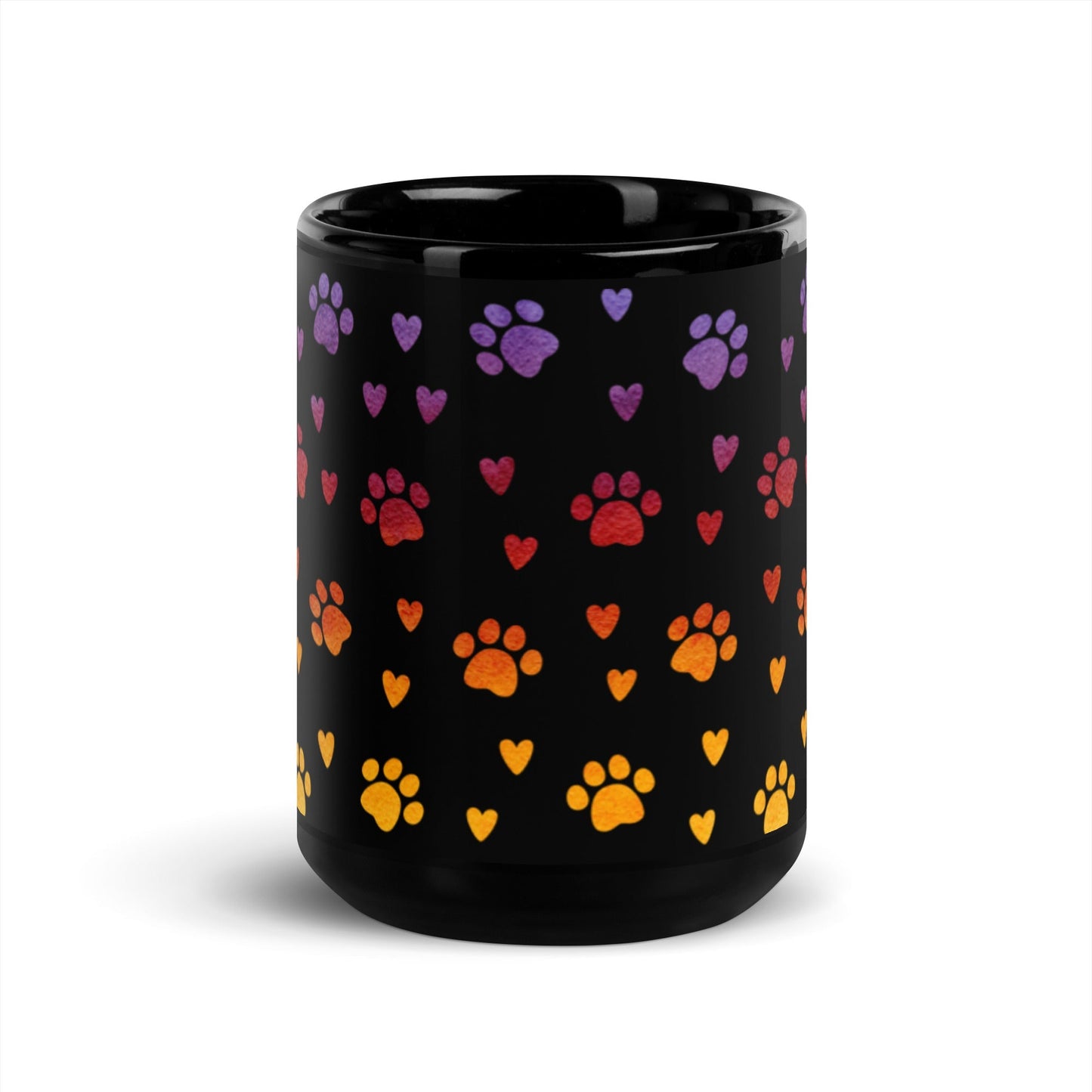 Paw Prints Black Mug-DoggyLoveandMore