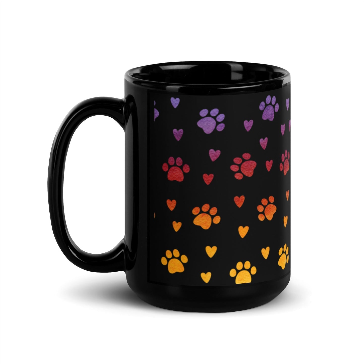 Paw Prints Black Mug-DoggyLoveandMore