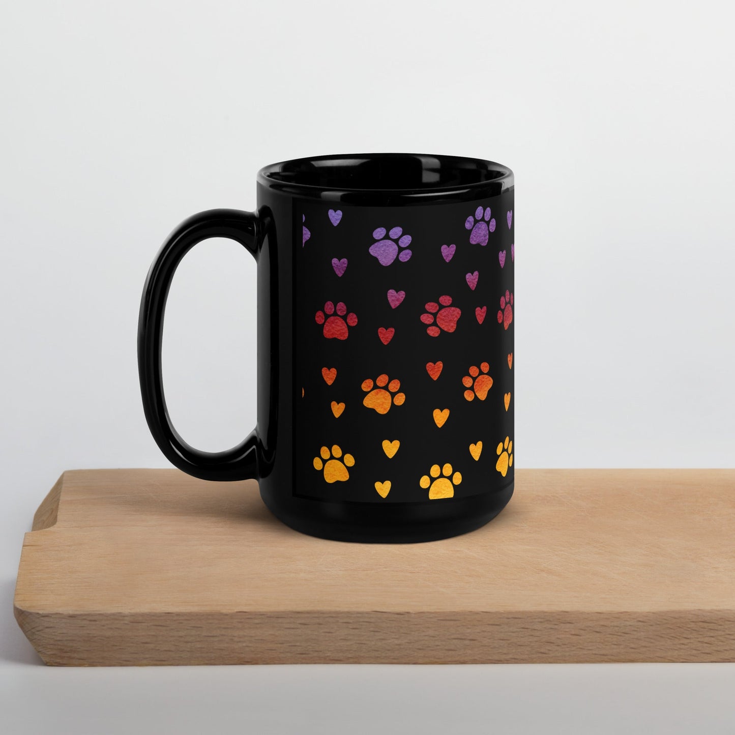 Paw Prints Black Mug-DoggyLoveandMore