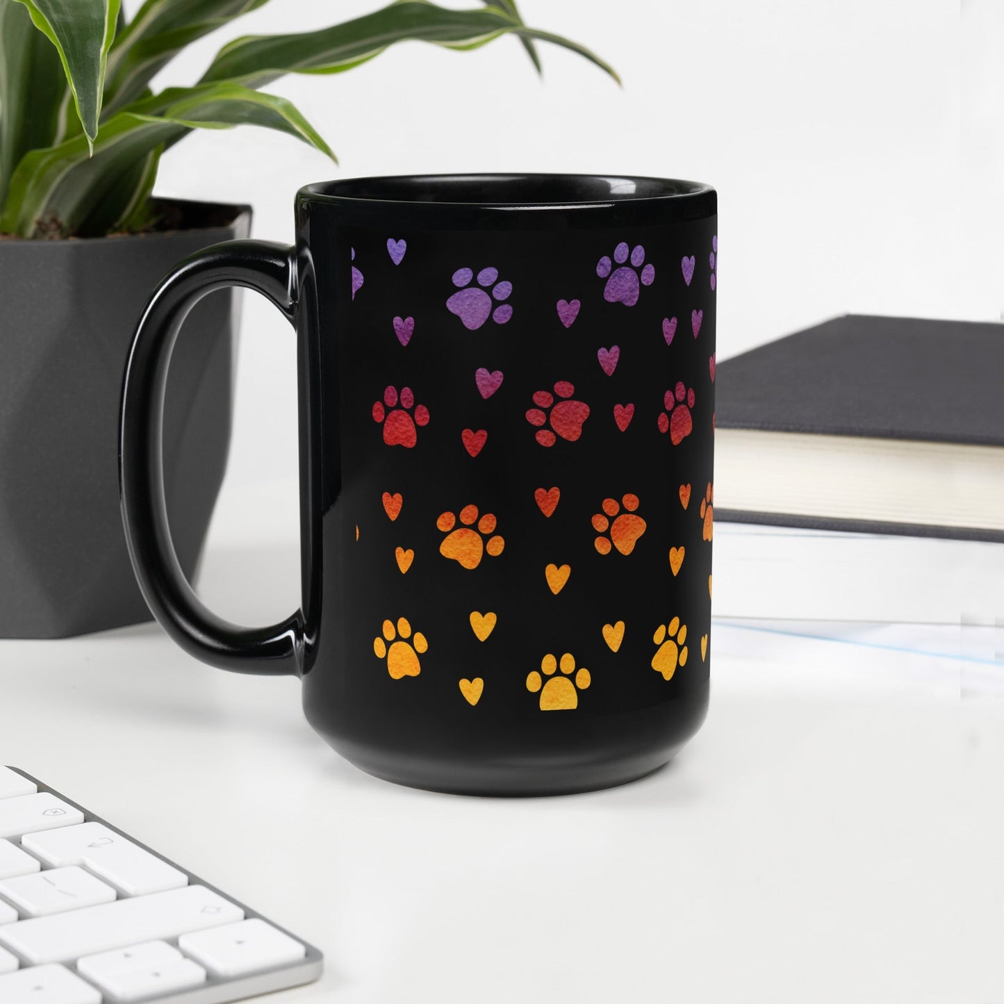 Paw Prints Black Mug-DoggyLoveandMore
