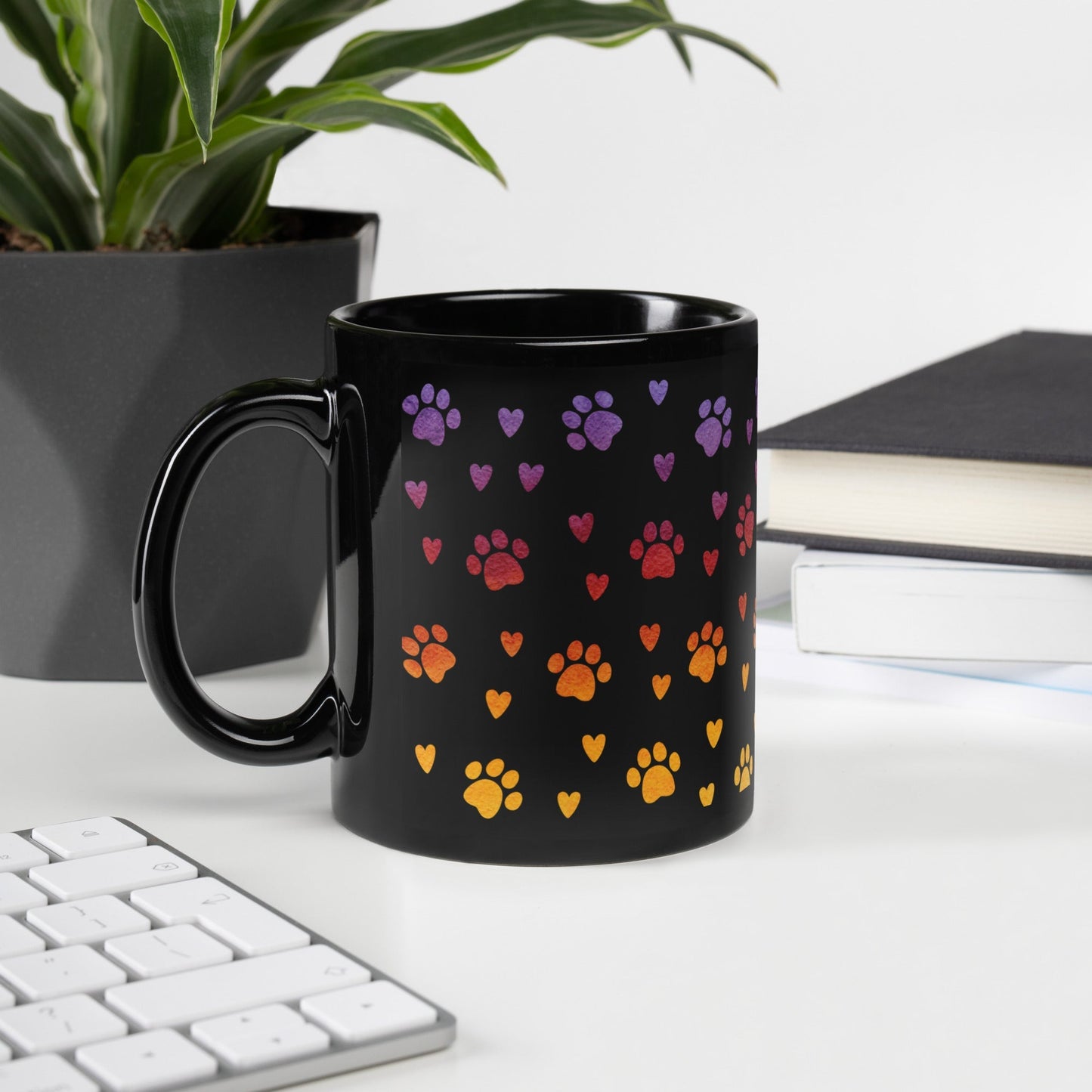 Paw Prints Black Mug-DoggyLoveandMore